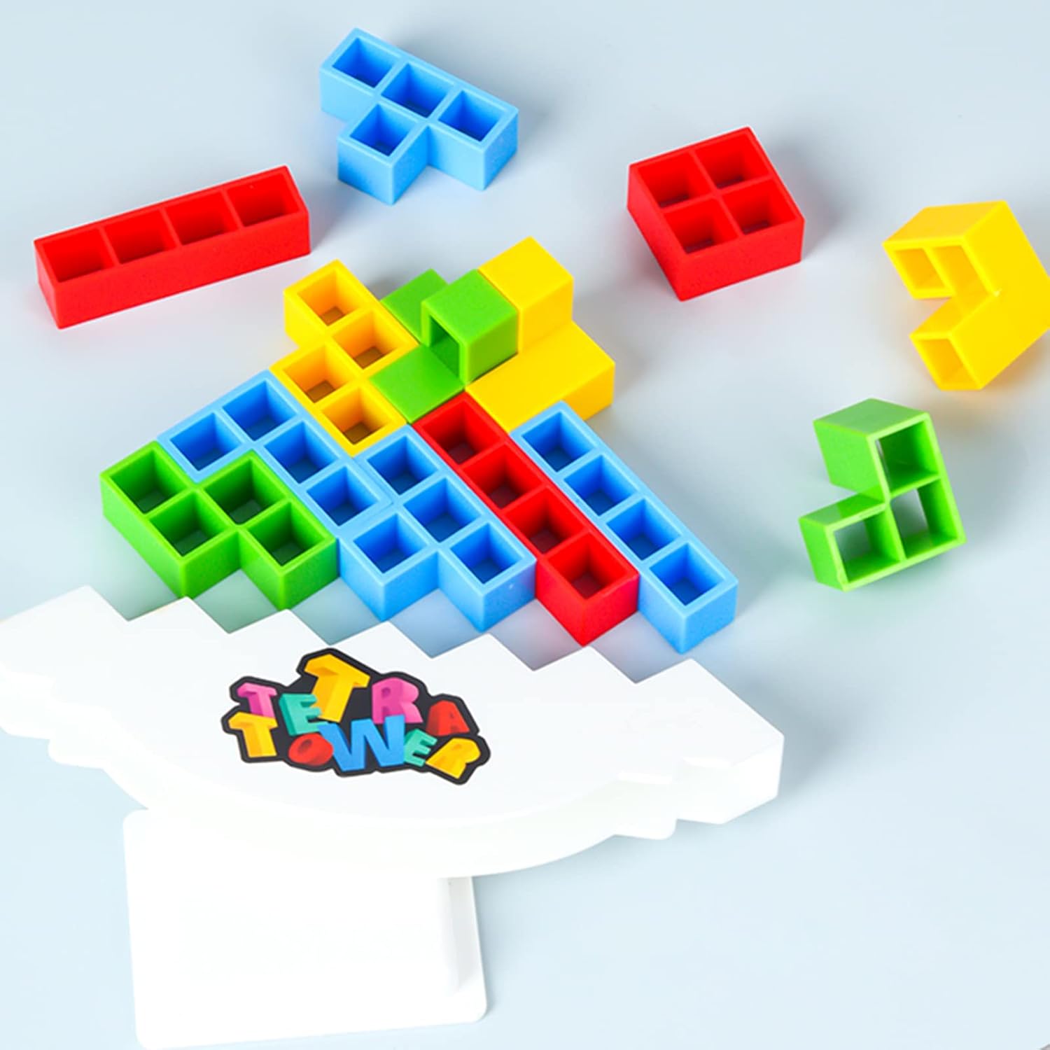 ALKISTA 48 Pcs Tetra Tower Balance Stacking Blocks Game, Board Games for 2 Players+ Family Games, Parties, Travel, Kids &amp; Adults Team Building Blocks Toy