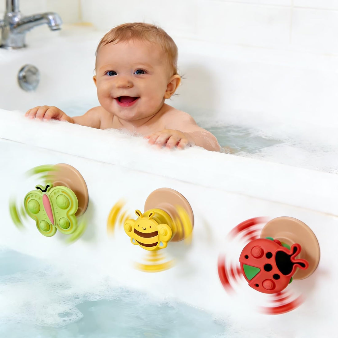 3PCS Suction Cup Toys, Spinners for Babies, Suction Spinners Baby, for 1 2 Year Old Boy Girl Birthday Gift|Spinning Top Baby Bath Toy for Kids Ages 1-3 | Stuffers for Toddlers Infant