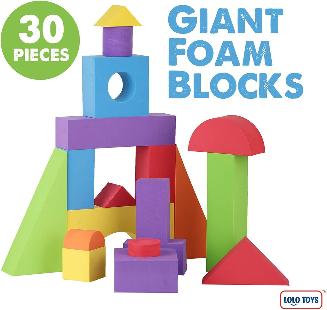 LOLO TOYS Large Building Foam Blocks for Toddlers – Giant Jumbo Big Building Blocks (30 Pieces)