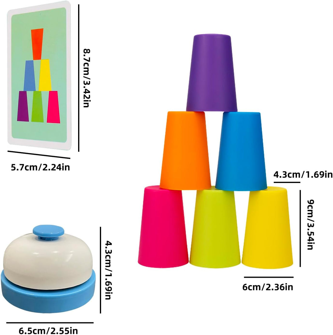 Family Game Battle Stacking Cups, Table Game Color Sorting Cognitive Training Stacking Cups, Puzzle Competitive Parent-Child Interactive Toys Halloween (54 Cards, 12 Cups, 1 Bell)