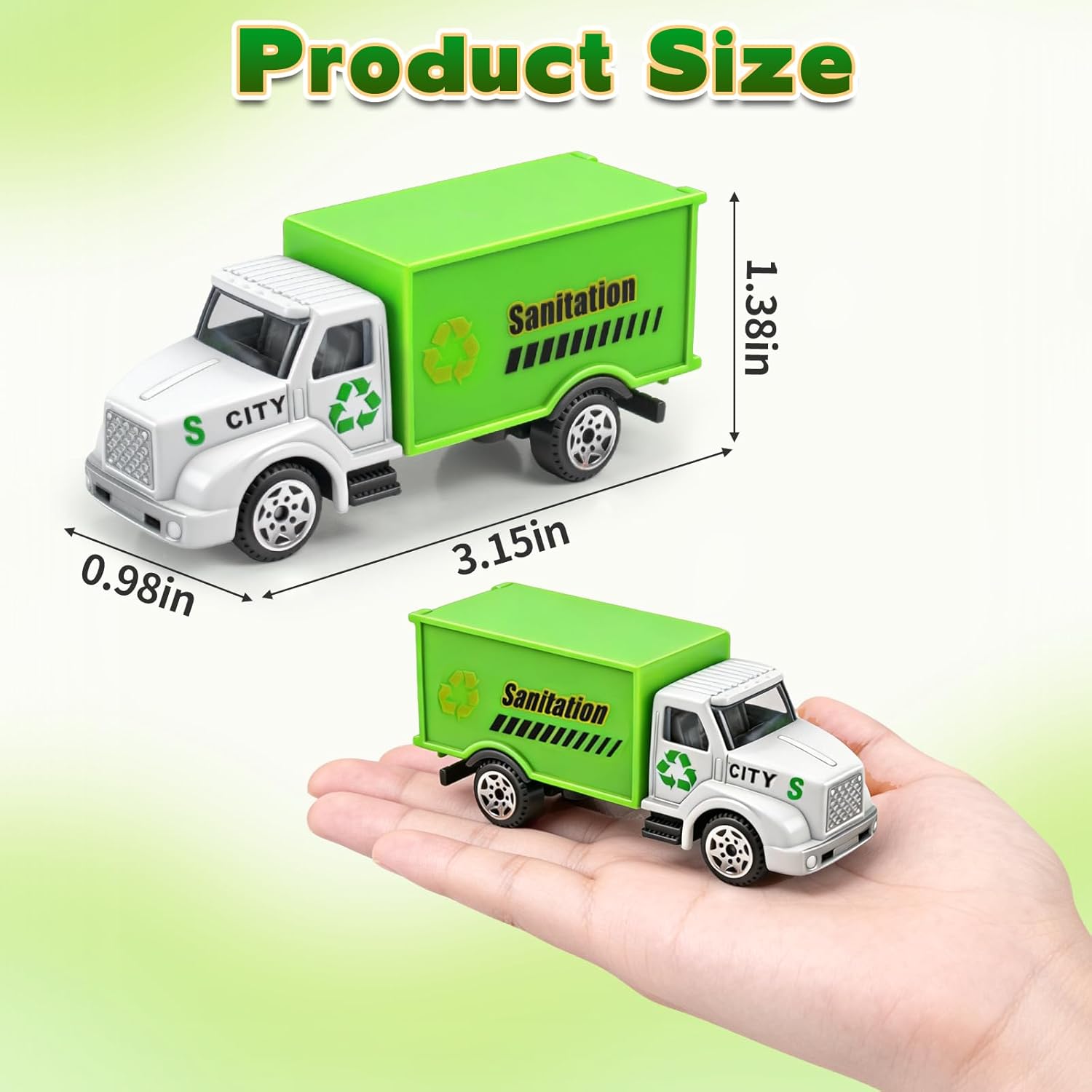 6 Pack Diecast Garbage Truck Toys, Mini Alloy Trash Truck Kids Play Vehicles Set Cars Toys for Toddlers Boys Ages 3 4 5 6 7 Years Old Birthday Gift &amp; Party Favors &amp;Goodie Bag Stuffers