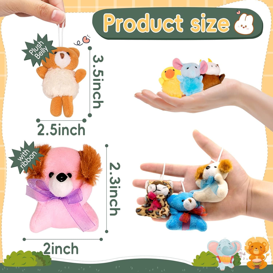 36 Pack Small Stuffed Animals Bulk Gifts for Kids (2.3/2"-2.5/3.5" Each), Birthday Party Favors Toys for Classroom Prizes, Goodie Bag Pinata Fillers, Carnival Treasure Box Toys (36PCS)