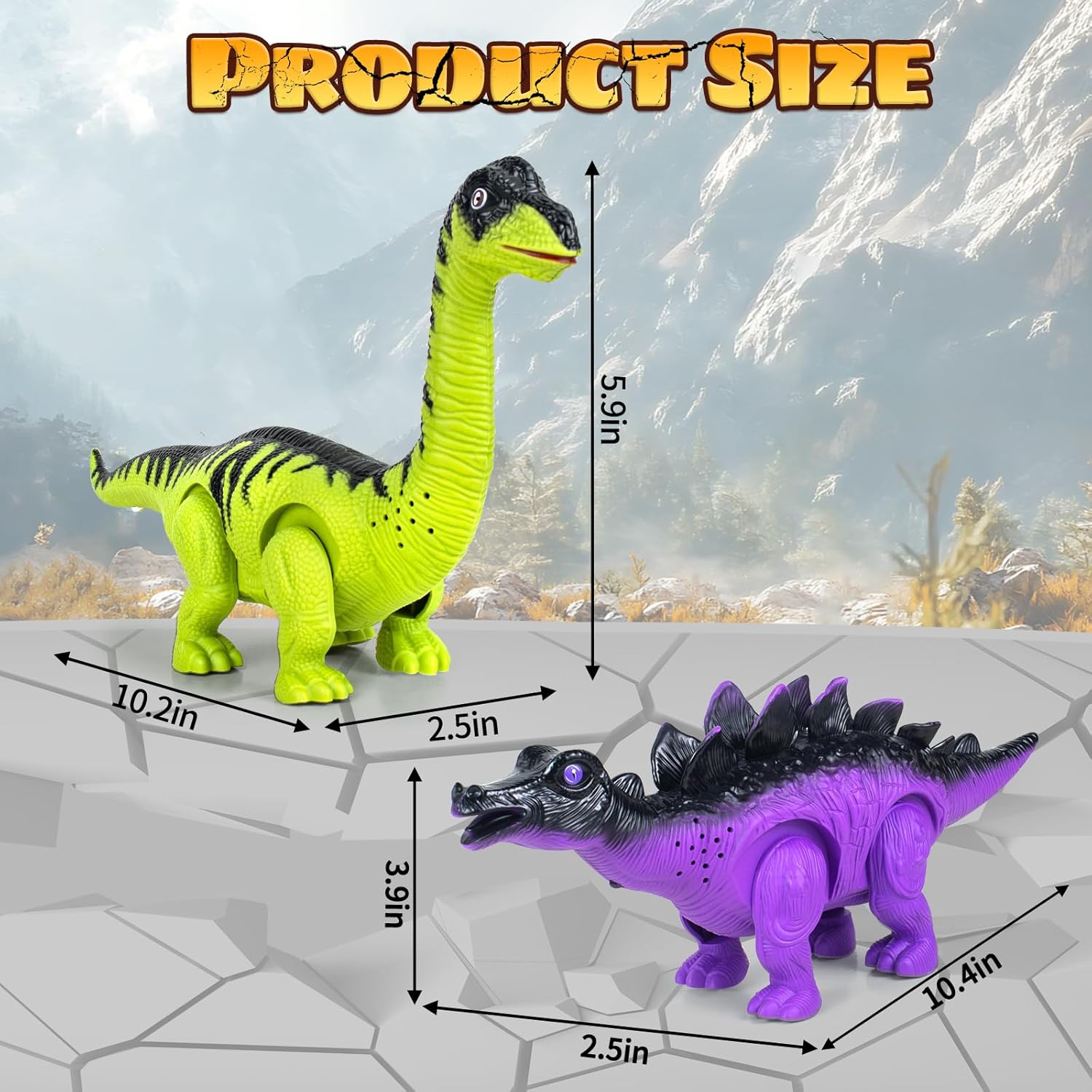 2 Pack Dinosaur Toys for Kids 3-5 6 7 Years Old, Electric Walking Robot Dinosaur with LED Lights &amp; Sounds &amp; Roaring, Dragon Toys Birthday Gift for Boys Girls Toddlers