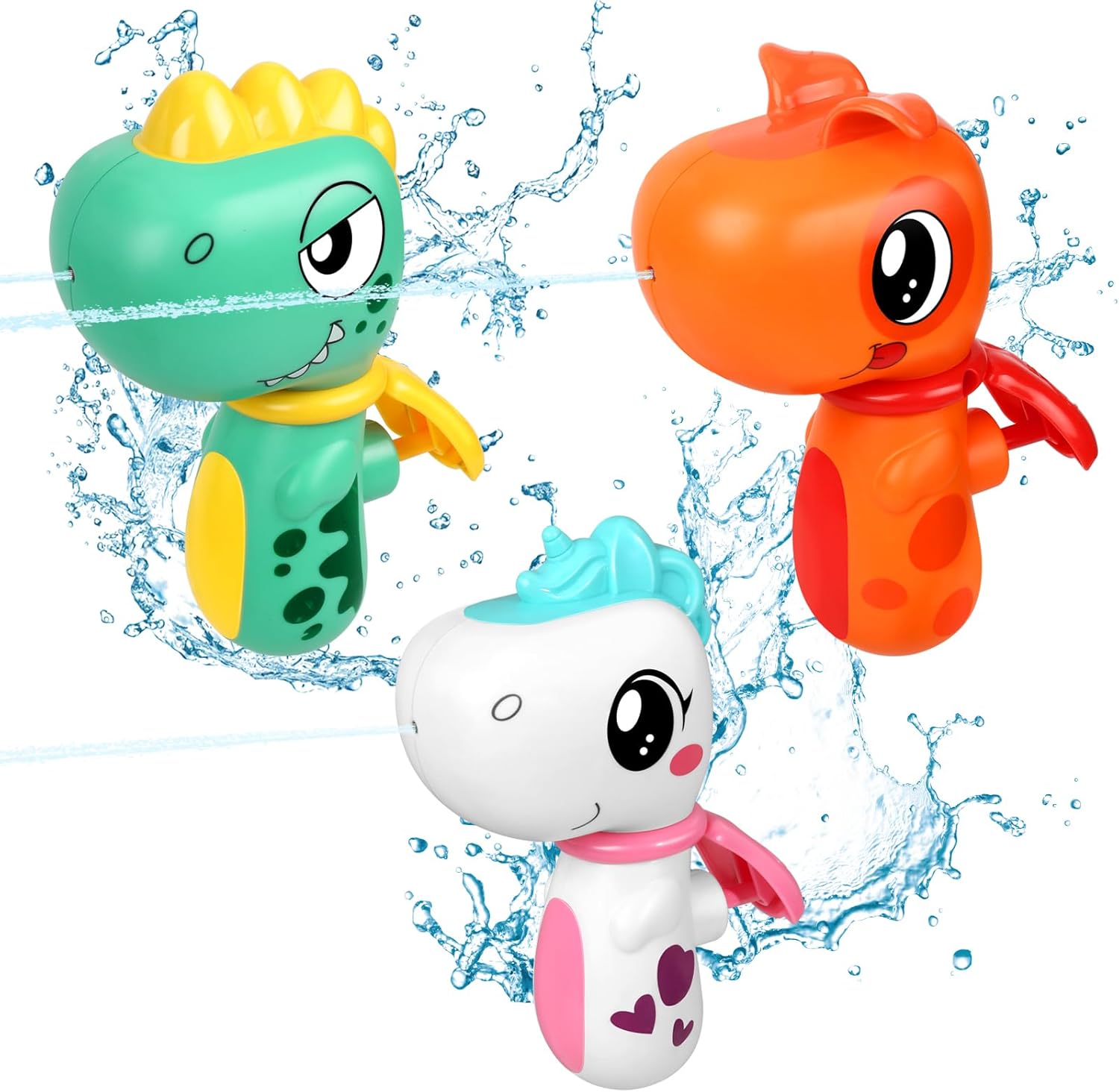 Water Gun Toys 3 Pack, Toys for Kid 3 4 5 8 12 Year Old Boys, Squirt Pistol Water Guns for Kids Toddlers, Dinosaur Unicorn Toy for Pool Outdoor Outside Backyard