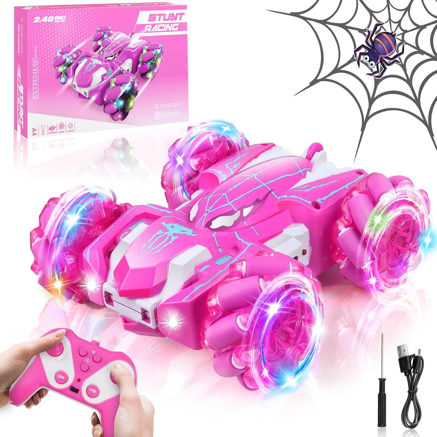 Spider Remote Control Car, RC Cars Kids Toys Girls 3-5, Toys for Ages 8-13, Gifts for 3 4 5 6 7 8 10 12 Year Old Girls Kids Toddlers Birthday