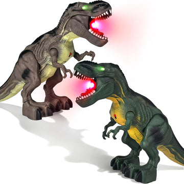 Dinosaur Toys, 2 Pack Electric Walking Dinosaur Toys for Kids 3-5 5-7 with LED Lights &amp; Sounds &amp; Roaring, Robot Dinosaur Figures for Boys Girls Party Favors &amp; Birthday Gifts