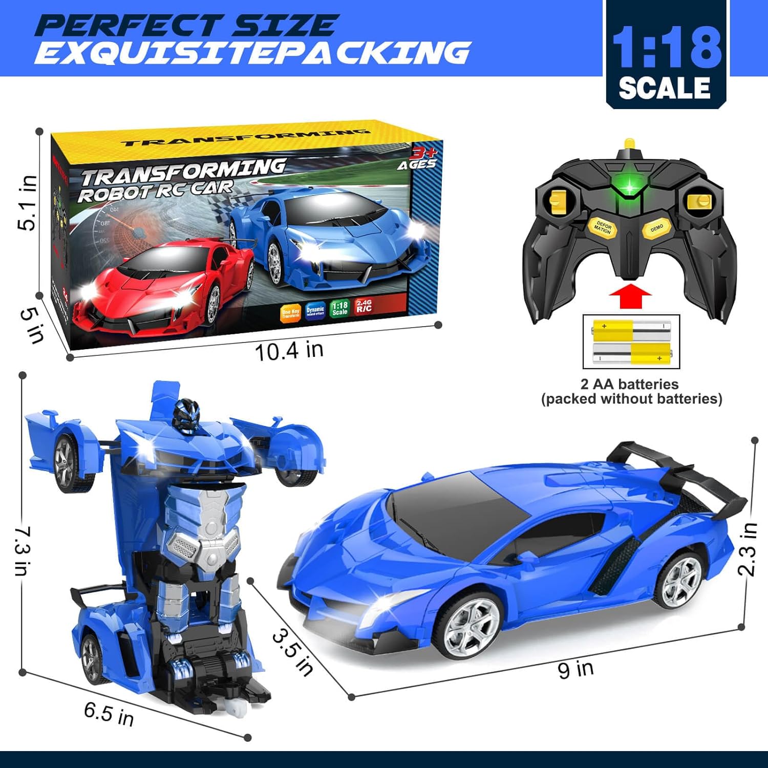 Remote Control Car - Transform Robot RC Cars, Toys for Ages 5-7, Kids Toys, 4 Year Old Boy Toy, Toy for 3 4 5 6 7 8 10 12 Years Old Boy, Gifts for Boys Kids Toddlers Birthday