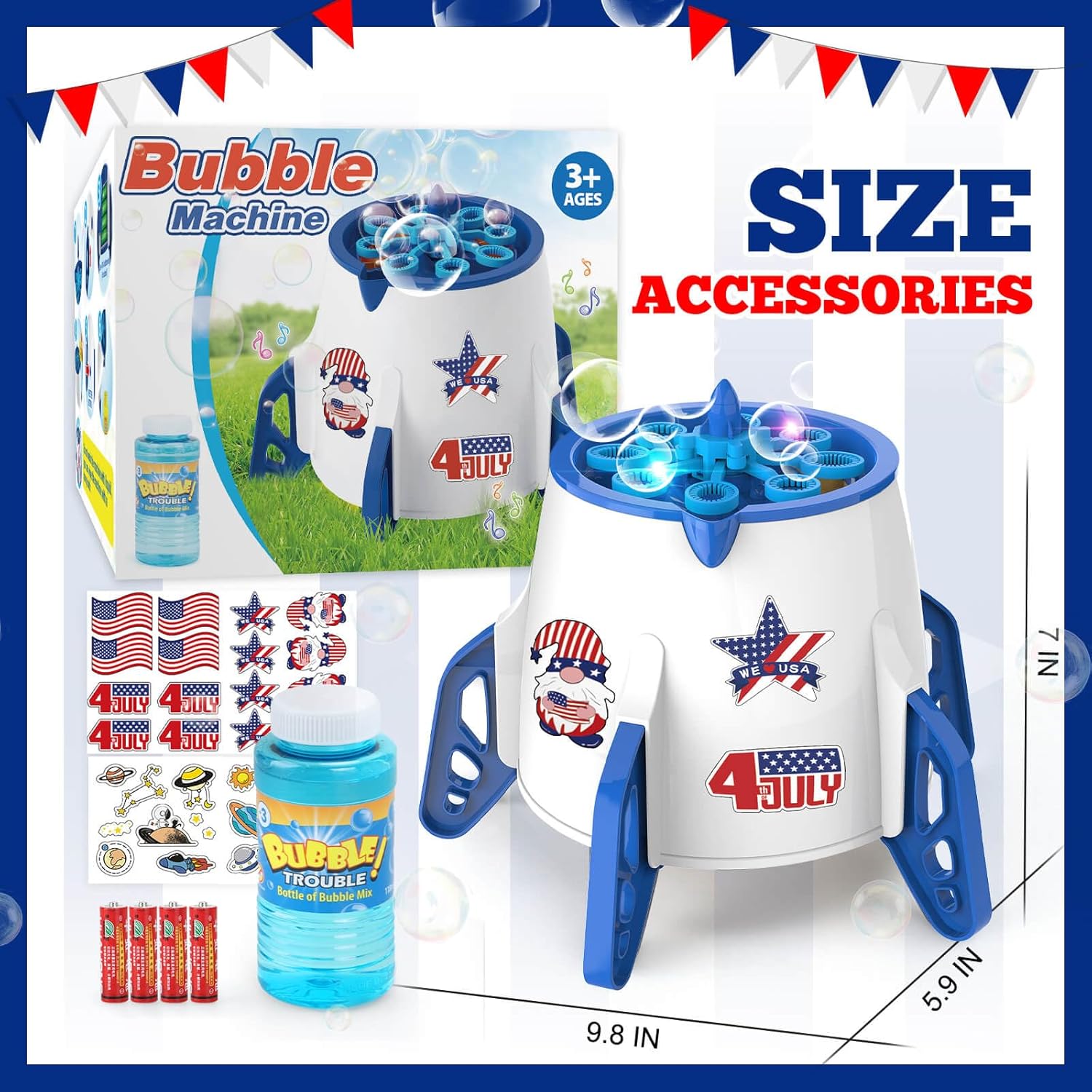 Bubble Machine - Automatic Bubble Blower Maker with Bubble Solution, Toys for Toddlers Kids Outdoor Indoor, Gifts for 3 4 5 6 7 8 Year Old Boys Girls