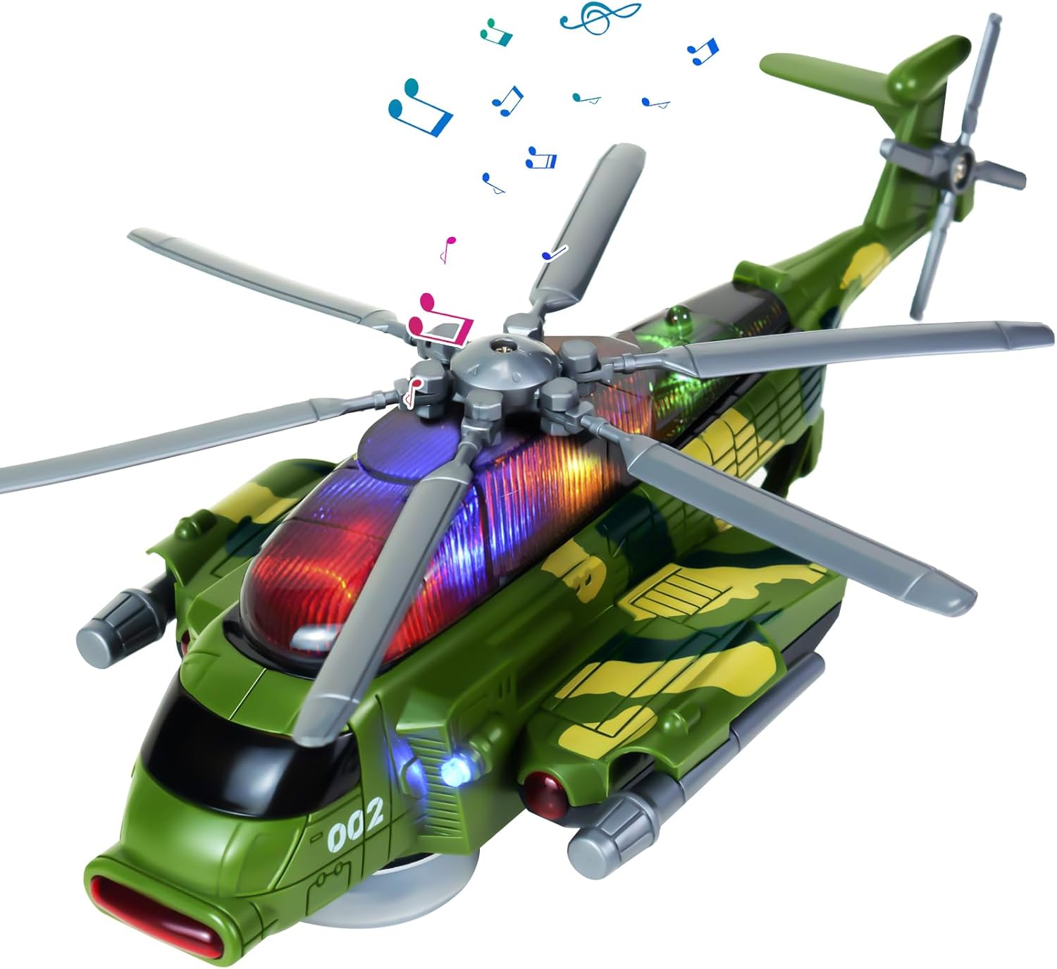 Helicopter Toy for Kids 3-5 6 7, Army Military Toy Helicopters with Lights and Music for Toddlers Birthday Gift, Bump and Go Airplane Toys for Boys Girls 3 4 5 6 7 Years Olds