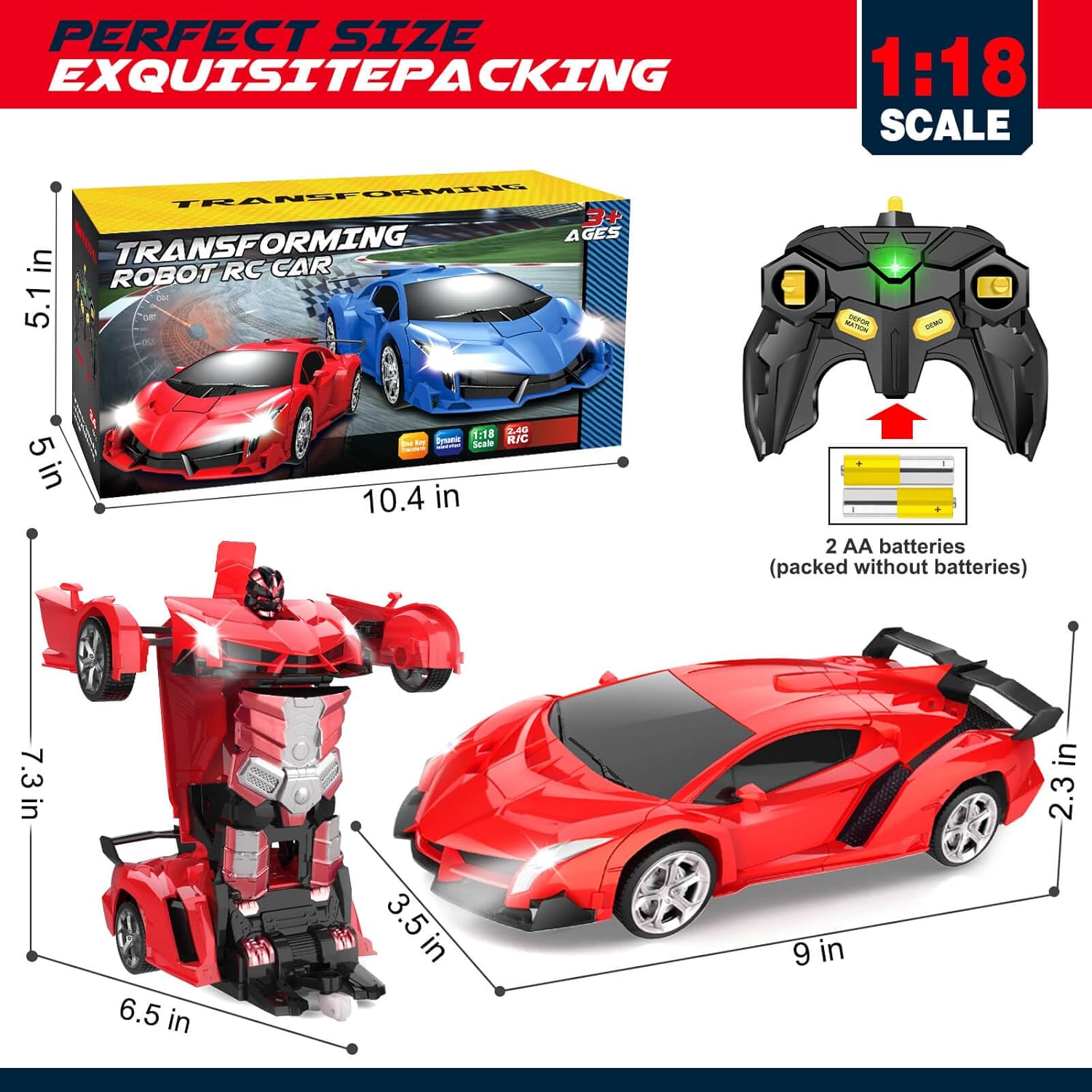 Remote Control Car - Transform Robot RC Cars, Toys for Ages 5-7, Kids Toys, 4 Year Old Boy Toys, Toys for 3 4 5 6 7 8 10 12 Years Old Boy, Gifts for Boys Kids Toddlers Birthday