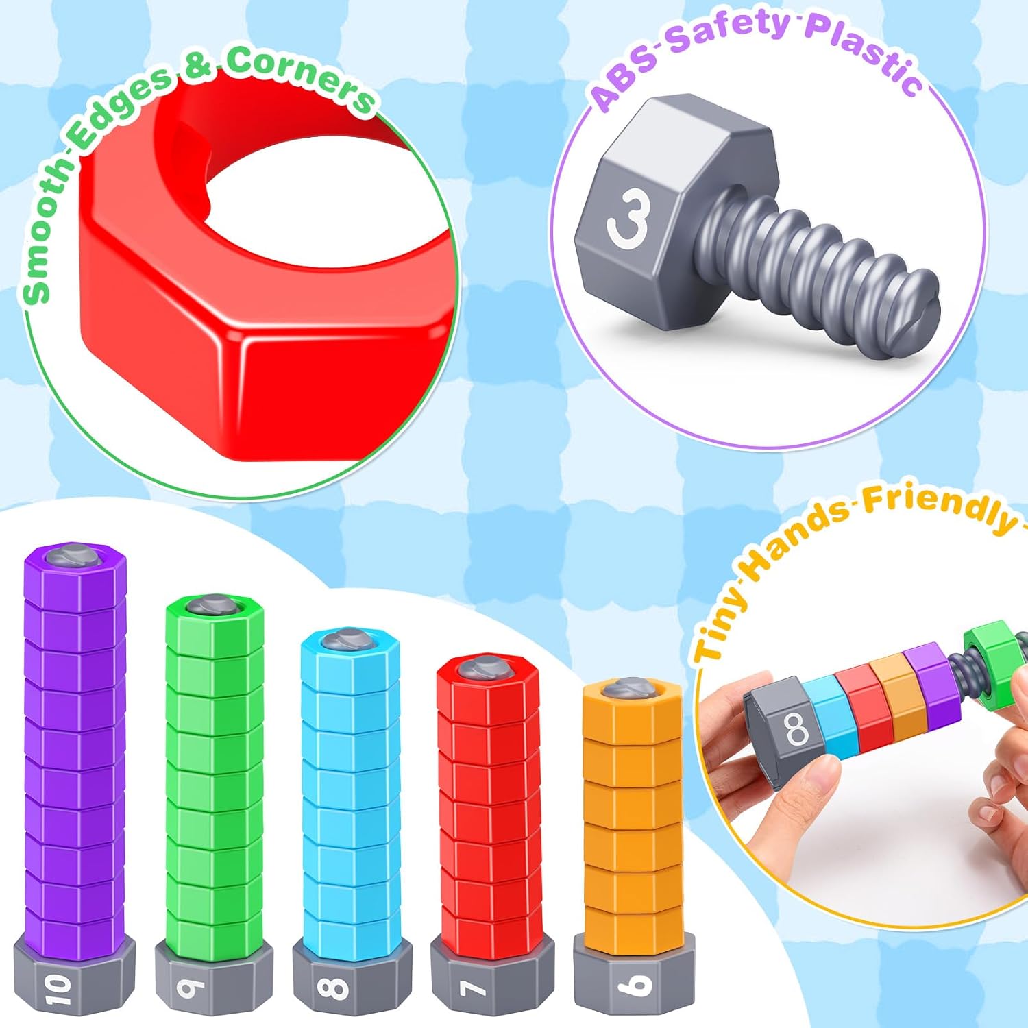 2-in-1 Montessori Counting &amp; Stacking Toys for Toddlers Ages 1-5 Autism Sensory Toys for Kids Preschool Educational Spinning Learning Games Birthday Xmas Gifts for Boys Girls 1-5 Year Old