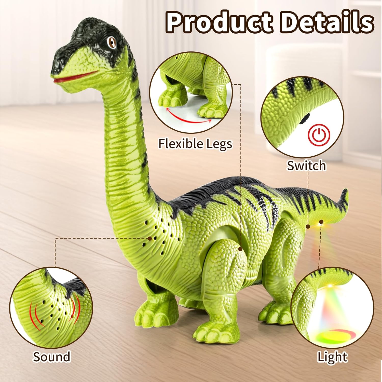 2 Pack Dinosaur Toys for Kids 3-5 6 7 Years Old, Electric Walking Robot Dinosaur with LED Lights &amp; Sounds &amp; Roaring, Dragon Toys Birthday Gift for Boys Girls Toddlers