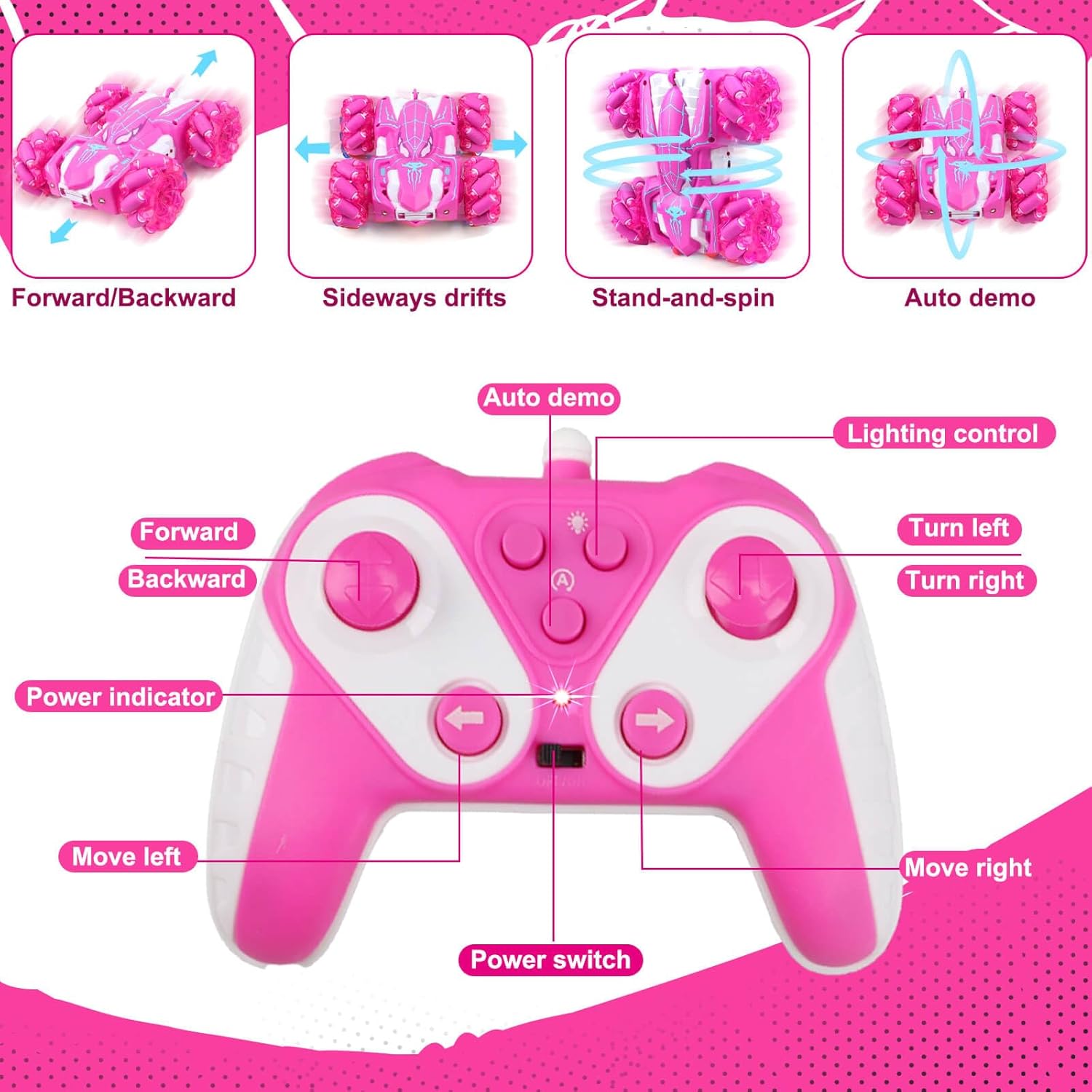 Spider Remote Control Car, RC Cars Kids Toys Girls 3-5, Toys for Ages 8-13, Gifts for 3 4 5 6 7 8 10 12 Year Old Girls Kids Toddlers Birthday