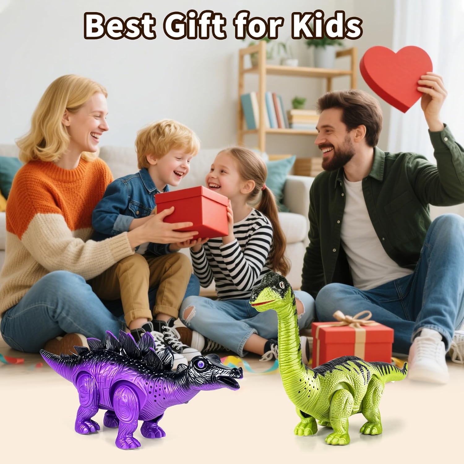 2 Pack Dinosaur Toys for Kids 3-5 6 7 Years Old, Electric Walking Robot Dinosaur with LED Lights &amp; Sounds &amp; Roaring, Dragon Toys Birthday Gift for Boys Girls Toddlers