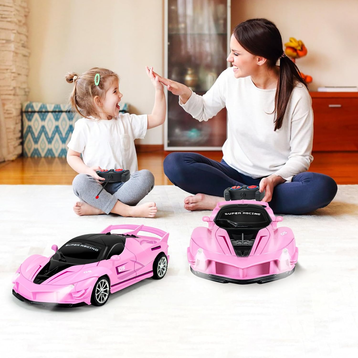 Remote Control Car for Girls, 1:18 Scale Hobby Rc Cars Toys for Kids Toddlers Age 3 4 5 6 7 8-12 Year Old- Model Sports Racing Car with Headlights Birthday Gift, Pink