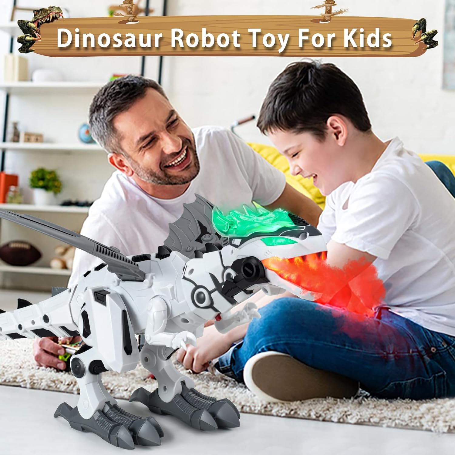 Dinosaur Toys for Kids 3-5 6 7, Electric Walking Dinosaur Toy with Fire Breathing &amp; Mist Spray and Roar Sounds for Kids Toddler Realistic Robot Dragon Toys Birthday Gift