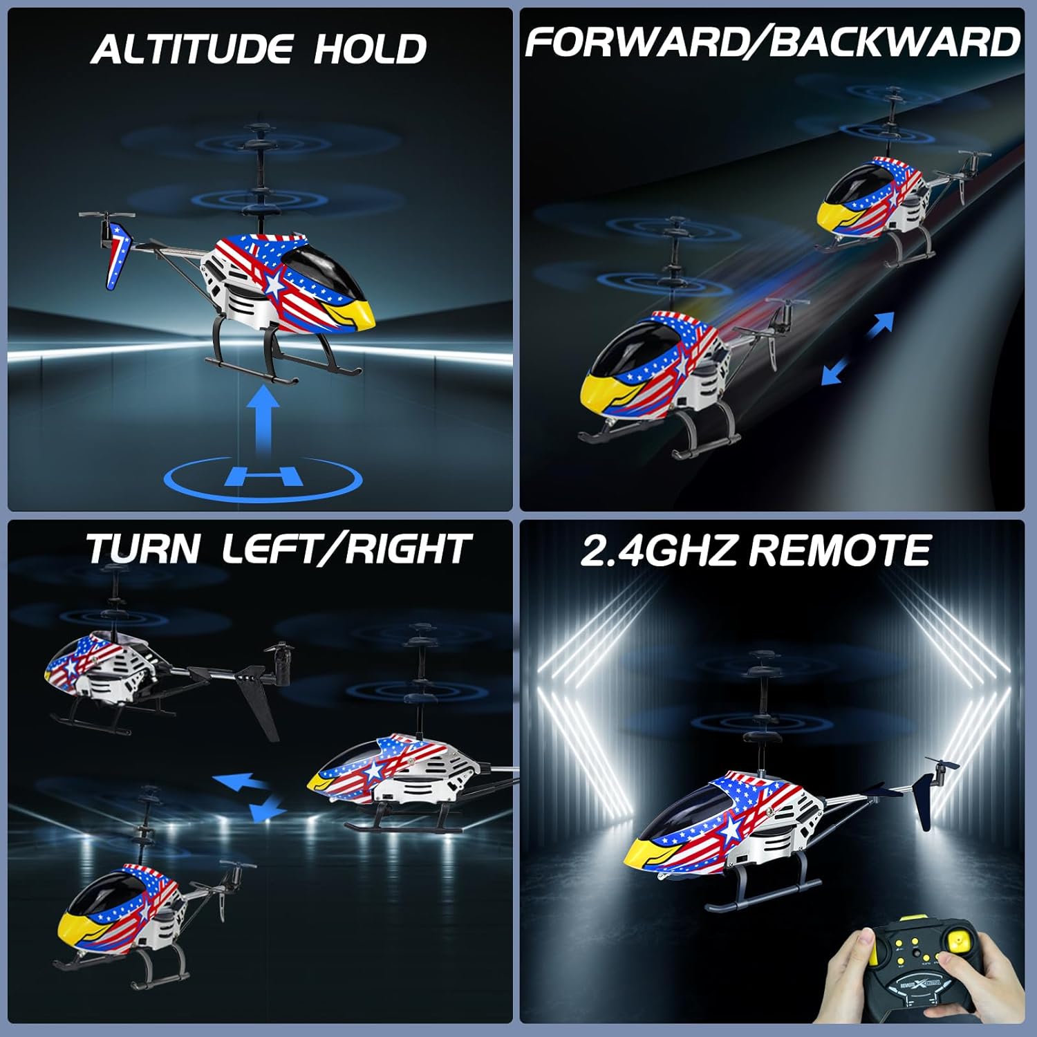 Eagle Remote Control Helicopter Toys for Boys Girls 8-10 11 12 13 14 Year Gifts, 2.4GHz 3.5 Channel Rc Helicopter Drones with LEDs for Kids Beginner- Easy to Fly Indoor