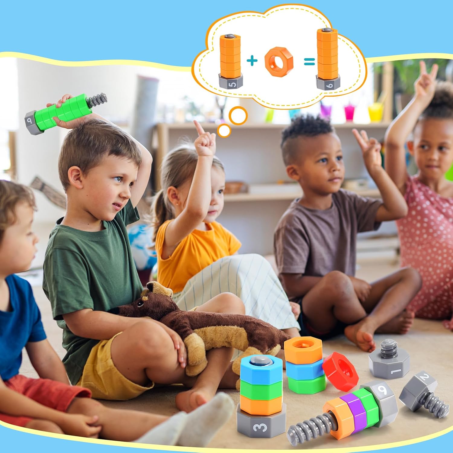 2-in-1 Montessori Counting &amp; Stacking Toys for Toddlers Ages 1-5 Autism Sensory Toys for Kids Preschool Educational Spinning Learning Games Birthday Xmas Gifts for Boys Girls 1-5 Year Old