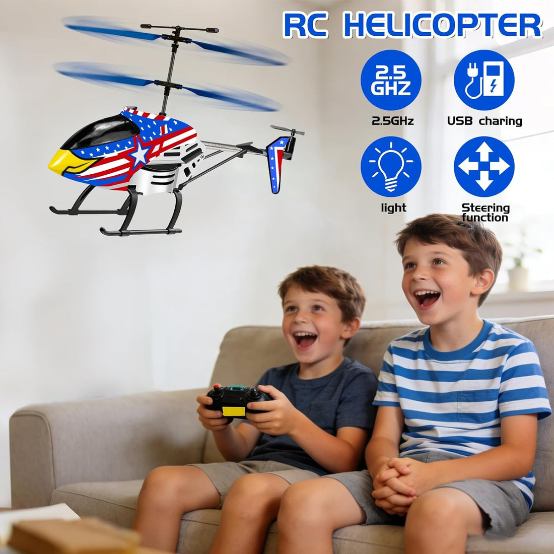 Eagle Remote Control Helicopter Toys for Boys Girls 8-10 11 12 13 14 Year Gifts, 2.4GHz 3.5 Channel Rc Helicopter Drones with LEDs for Kids Beginner- Easy to Fly Indoor