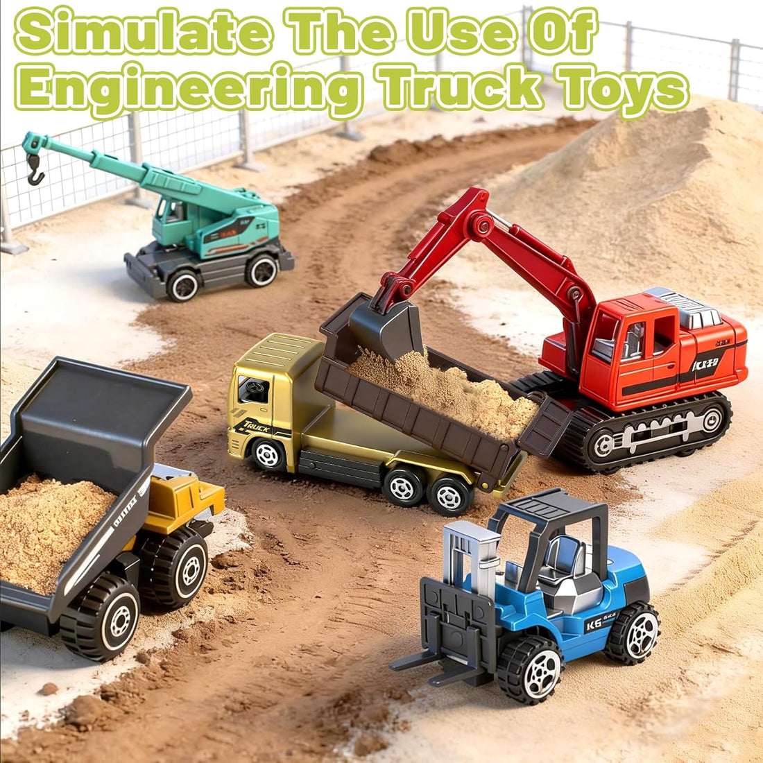 12 Pack Diecast Construction Toys, Mini Colorful Alloy Model Excavator Toy Construction Truck Toys for 3 4 5 6 7 8 Year Old Kids Toddlers, Toy Cars for Kids Birthday Cake Decorations Party Favors