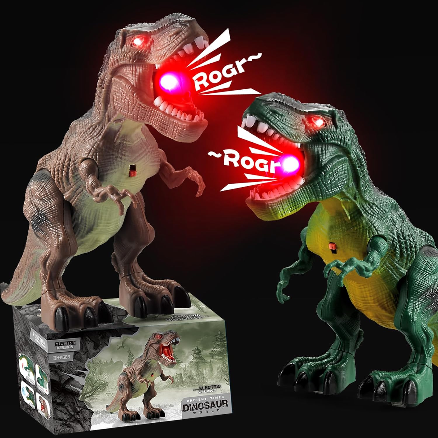 Dinosaur Toys, 2 Pack Electric Walking Dinosaur Toys for Kids 3-5 5-7 with LED Lights &amp; Sounds &amp; Roaring, Robot Dinosaur Figures for Boys Girls Party Favors &amp; Birthday Gifts