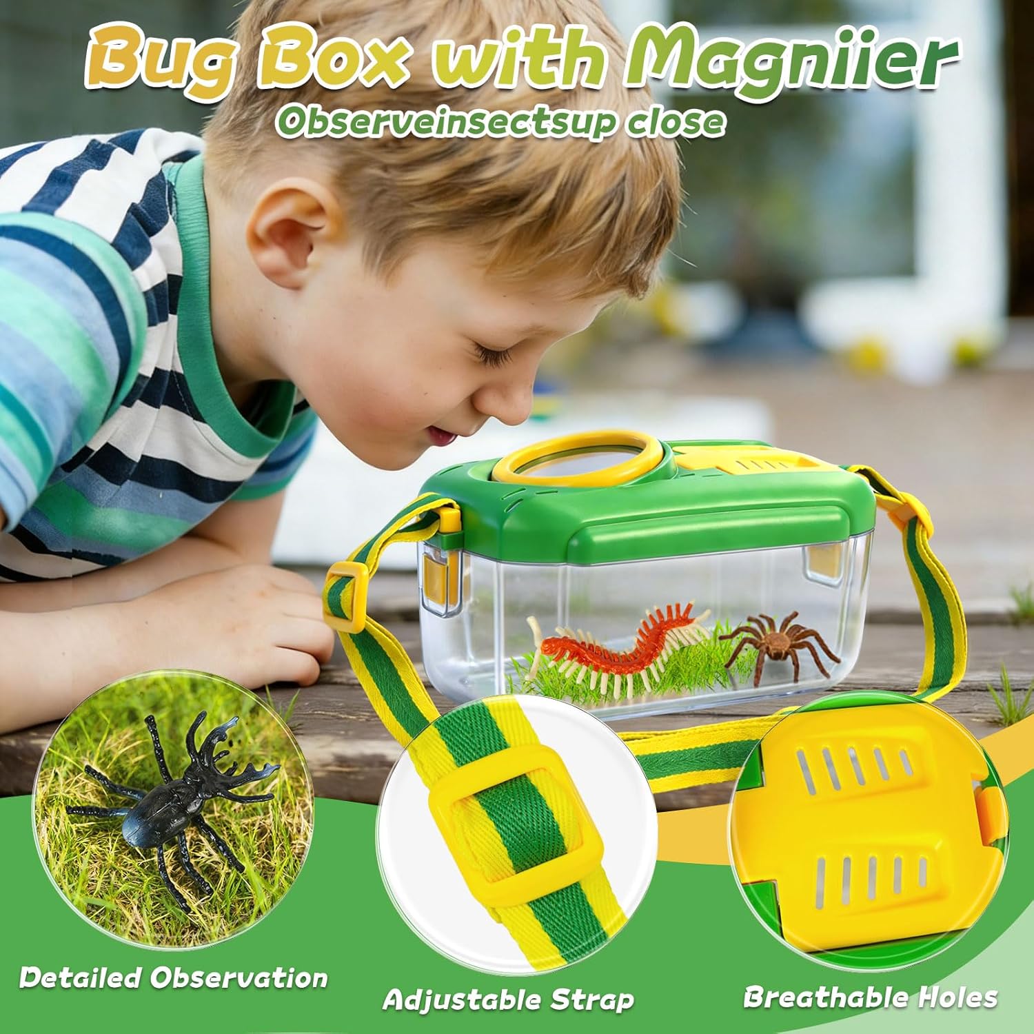 Bug Catcher for Kids, 28 PCS Outdoor Explorer Kit with Magnifier Glass Bug Collector Toy Butterfly Net Catcher Tweezers Insect Cognition Cards, Outdoor Toys for Kids Ages 4-8 Boys Girls
