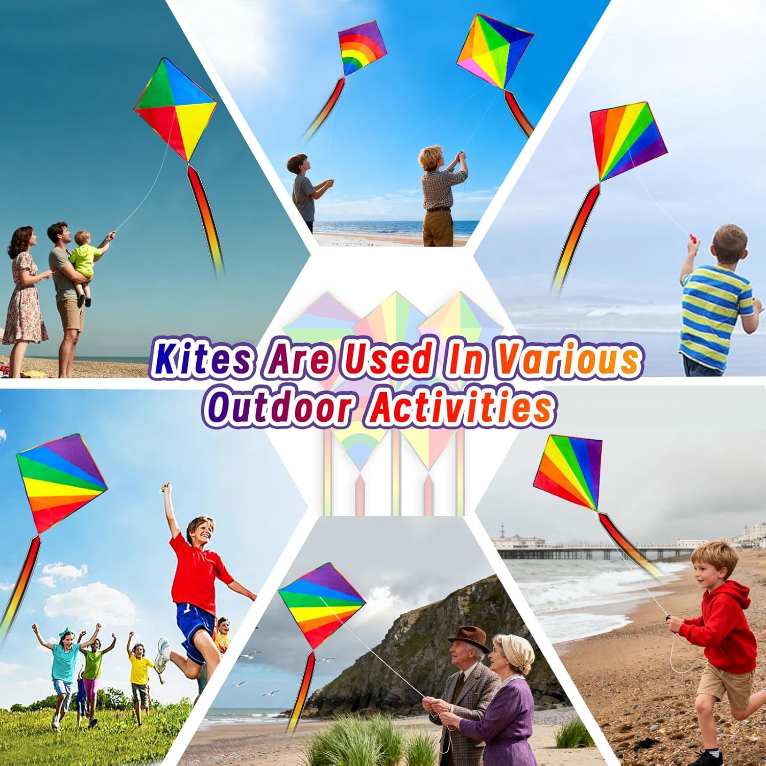 5 Pack Kite for Kids Adults, Butterfly Kites for Kids Ages 4-8 8-12, Rainbow Kites for Toddlers Age 3-5 Beginners Easy to Fly in Low Wind- Large Kite for Family Beach Outdoor Games and Activities