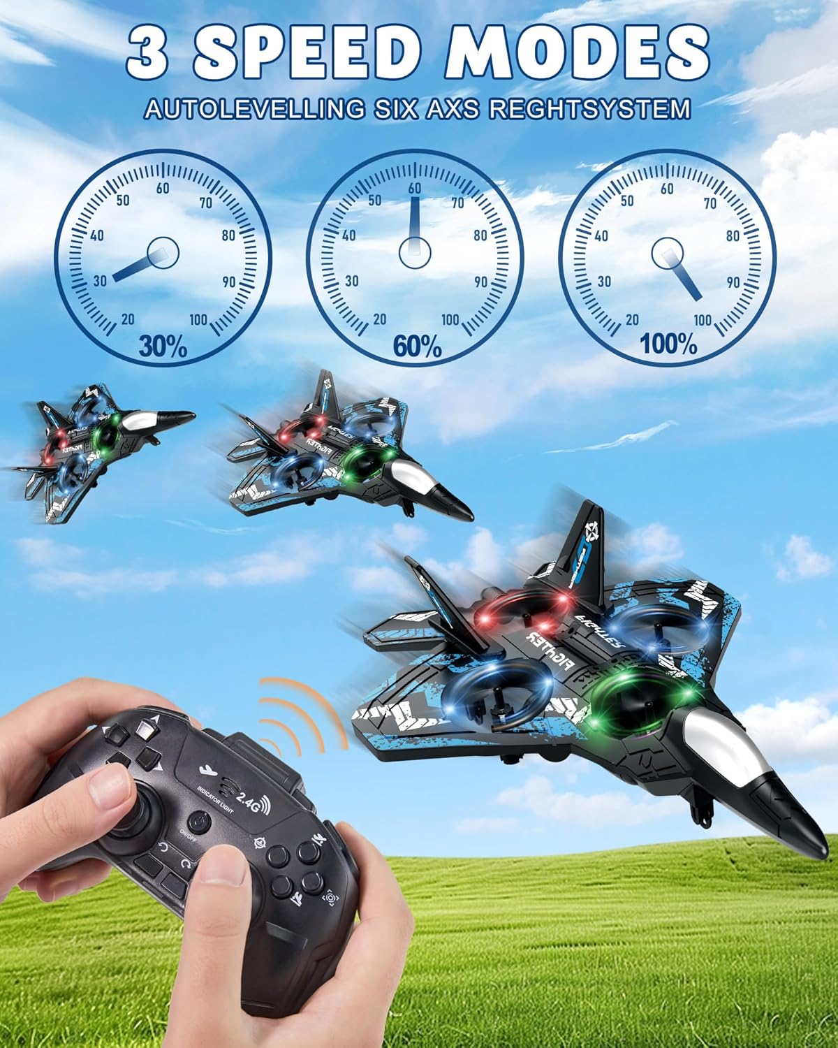Drones for Kids Form RC Plane, Remote Control Airplane, Aircrafts Toys for Boys and Girls, Jet Helicopter Drones with LED Lights 360° Flip, Gifts for 6 8 10 Year Old Boys 2 Rechargeable Batteries