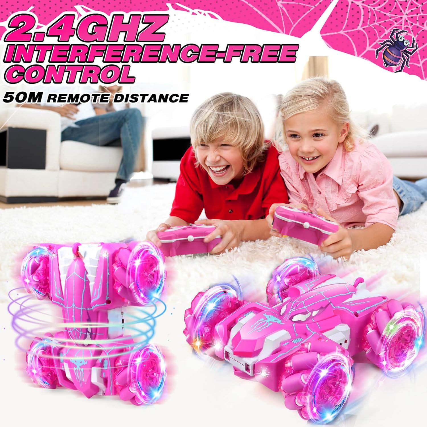 Spider Remote Control Car, RC Cars Kids Toys Girls 3-5, Toys for Ages 8-13, Gifts for 3 4 5 6 7 8 10 12 Year Old Girls Kids Toddlers Birthday