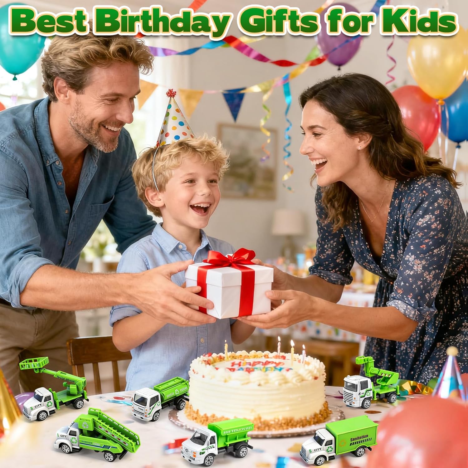 6 Pack Diecast Garbage Truck Toys, Mini Alloy Trash Truck Kids Play Vehicles Set Cars Toys for Toddlers Boys Ages 3 4 5 6 7 Years Old Birthday Gift &amp; Party Favors &amp;Goodie Bag Stuffers