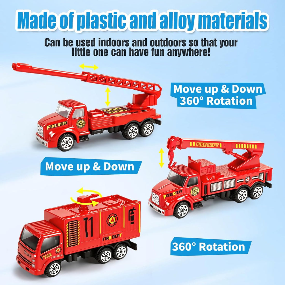 6 Pack Diecast Fire Truck Toy, Mini Alloy Fire Trucks for Toddlers 3-5 Firetruck City Emergency Model Car Toys for Kids Boys Age 3 4 5 6 7 Years Old Goodie Bag Stuffers Birthday Gift