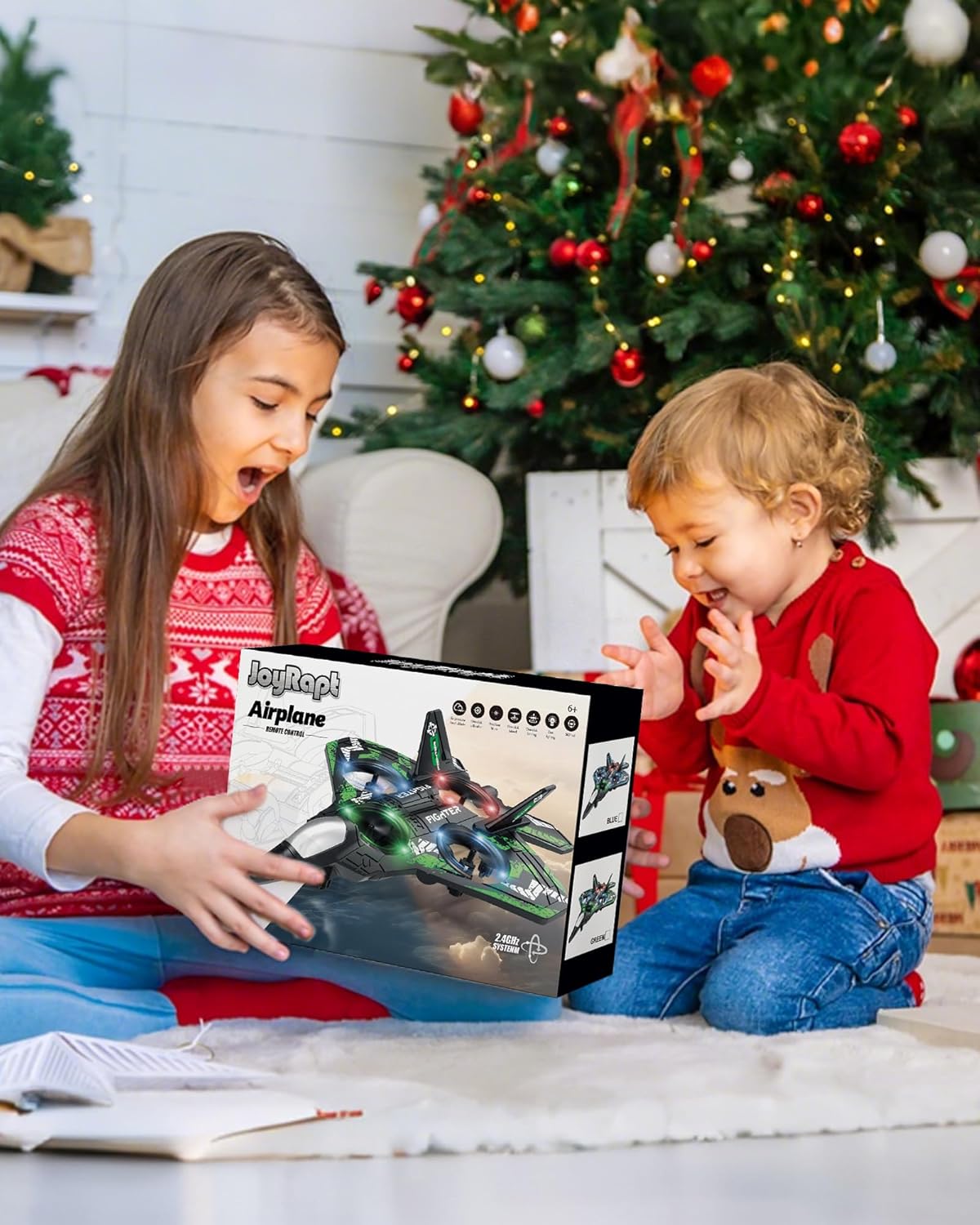 Form RC Plane Drones for Kids, Remote Control Airplane, Aircrafts for Boys and Girls, Jet Helicopter Drones with LED Lights 360° Flip, 2 Rechargeable Batteries (Green)