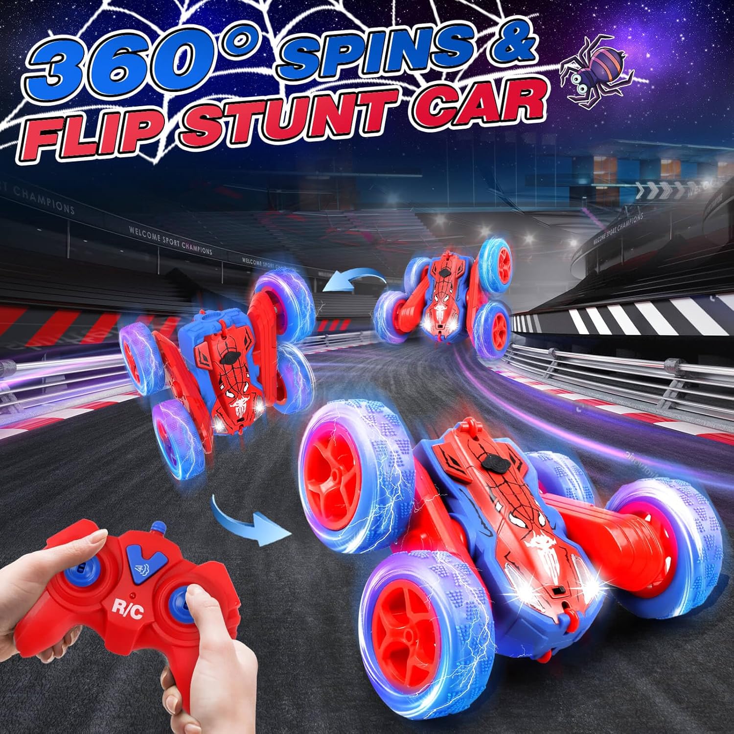 Remote Control Car for 3 4 5 6 7 8 10 12 Year Old Boys, Spider Toys for Ages 8-13 3-5 Boys, Birthday Gifts for Boy Kids