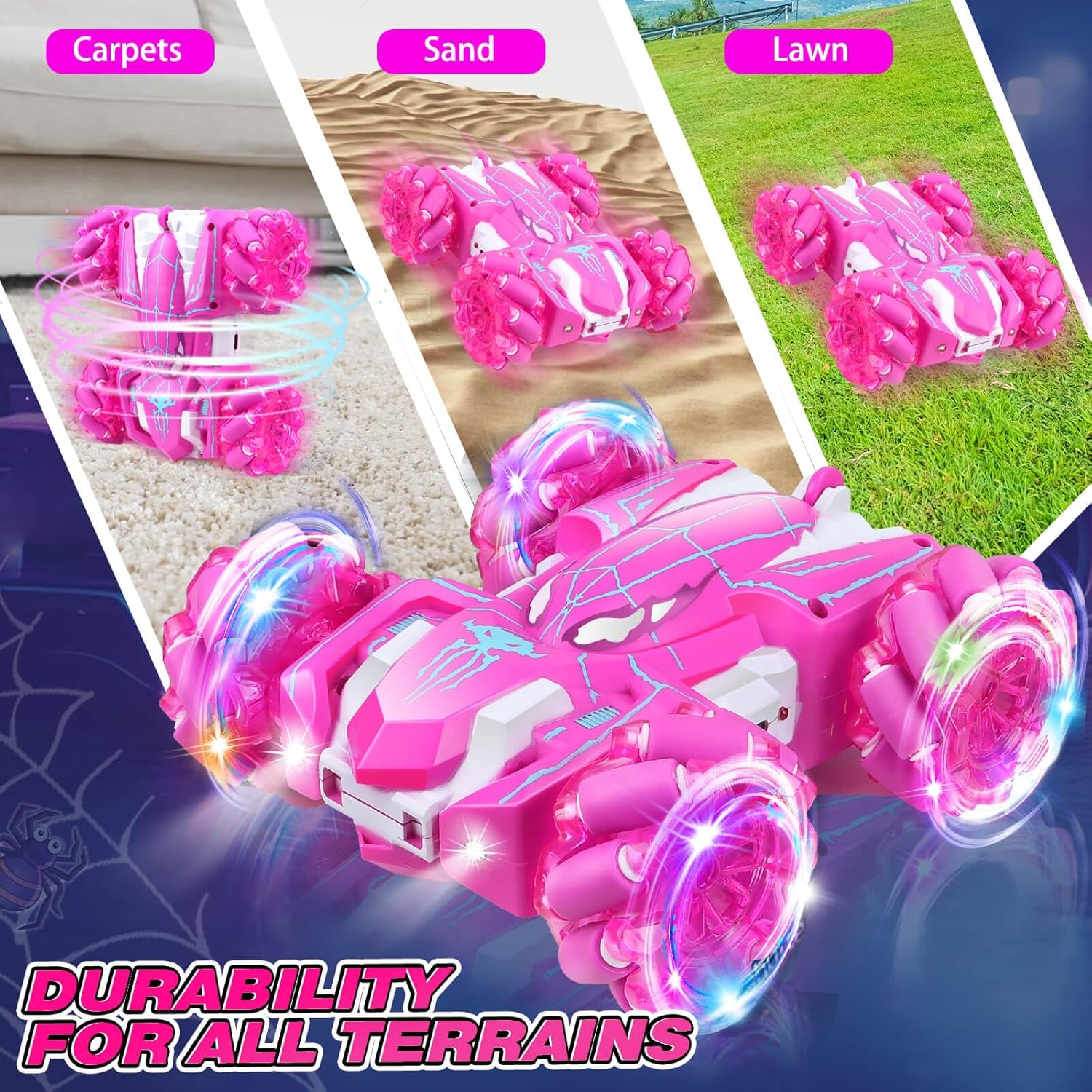 Spider Remote Control Car, RC Cars Kids Toys Girls 3-5, Toys for Ages 8-13, Gifts for 3 4 5 6 7 8 10 12 Year Old Girls Kids Toddlers Birthday
