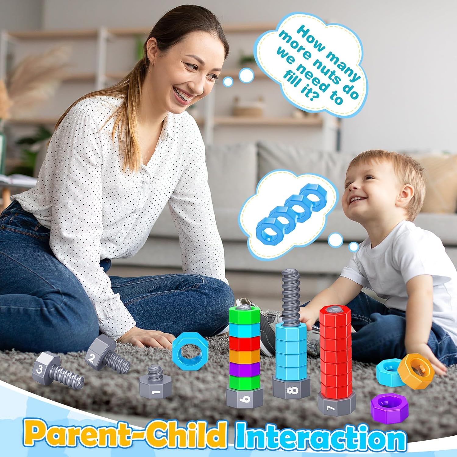 2-in-1 Montessori Counting &amp; Stacking Toys for Toddlers Ages 1-5 Autism Sensory Toys for Kids Preschool Educational Spinning Learning Games Birthday Xmas Gifts for Boys Girls 1-5 Year Old