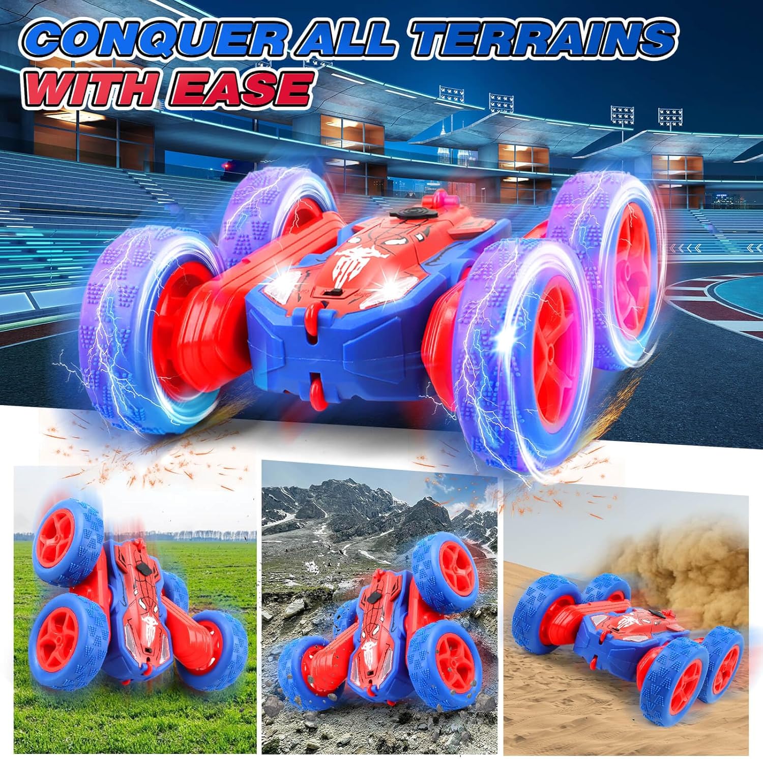 Remote Control Car for 3 4 5 6 7 8 10 12 Year Old Boys, Spider Toys for Ages 8-13 3-5 Boys, Birthday Gifts for Boy Kids
