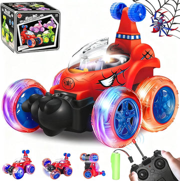 Spider Rc Cars, Remote Control Car for Boys 4-7 8-12 Stunt Rc Monster Trucks with 360 Flips &amp; 3D Lights &amp; Music, Car Toys for Kids Toddlers Birthday Gift