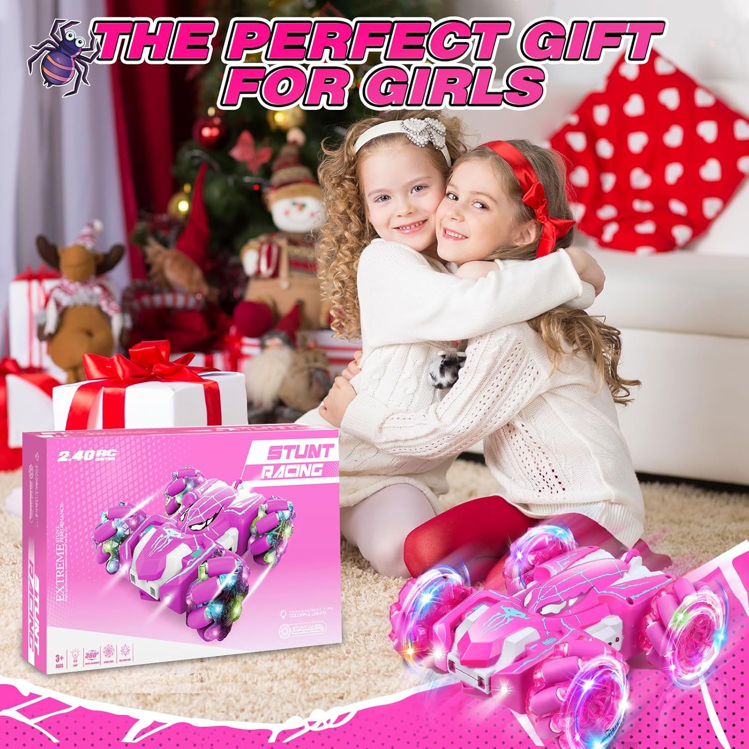 Spider Remote Control Car, RC Cars Kids Toys Girls 3-5, Toys for Ages 8-13, Gifts for 3 4 5 6 7 8 10 12 Year Old Girls Kids Toddlers Birthday