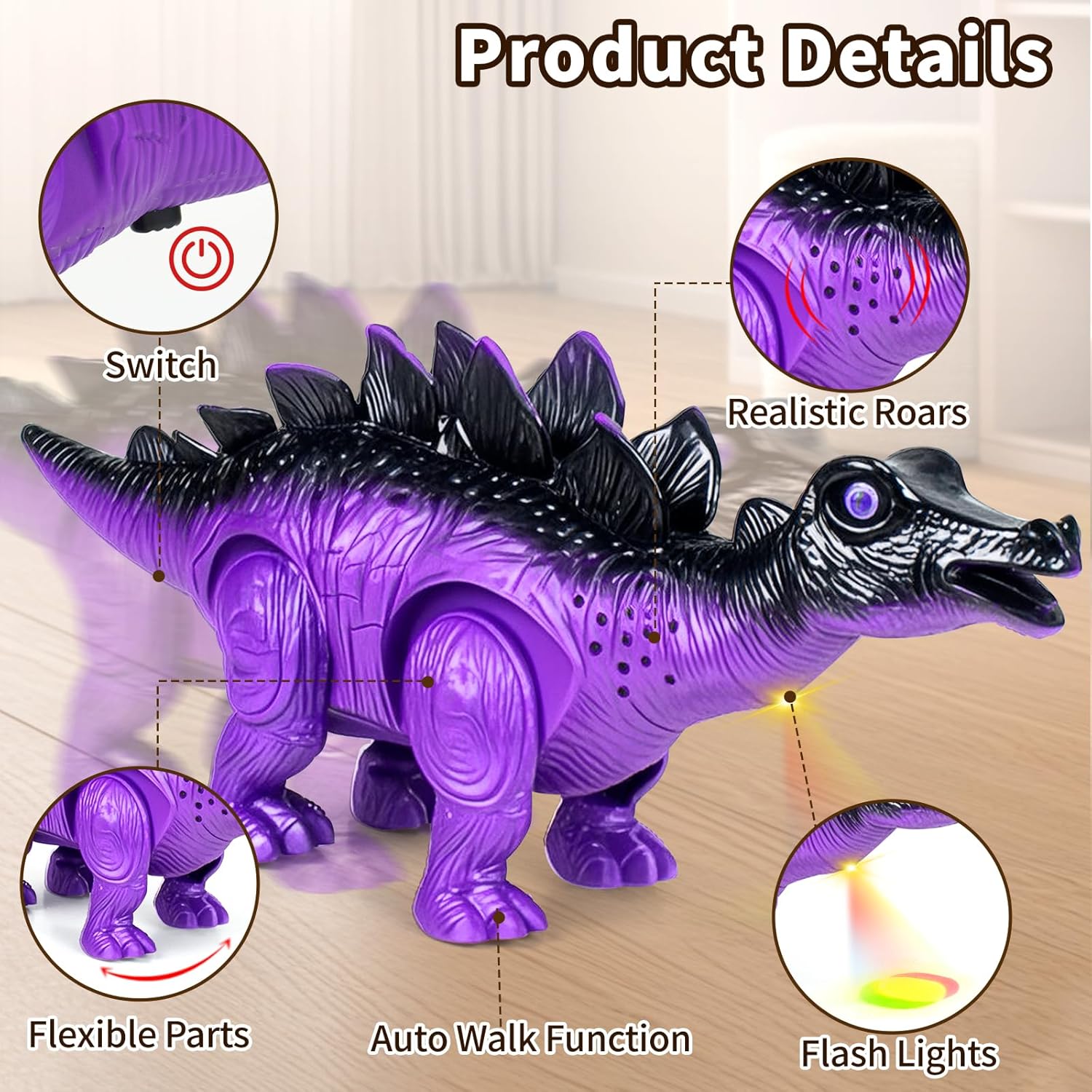 2 Pack Dinosaur Toys for Kids 3-5 6 7 Years Old, Electric Walking Robot Dinosaur with LED Lights &amp; Sounds &amp; Roaring, Dragon Toys Birthday Gift for Boys Girls Toddlers
