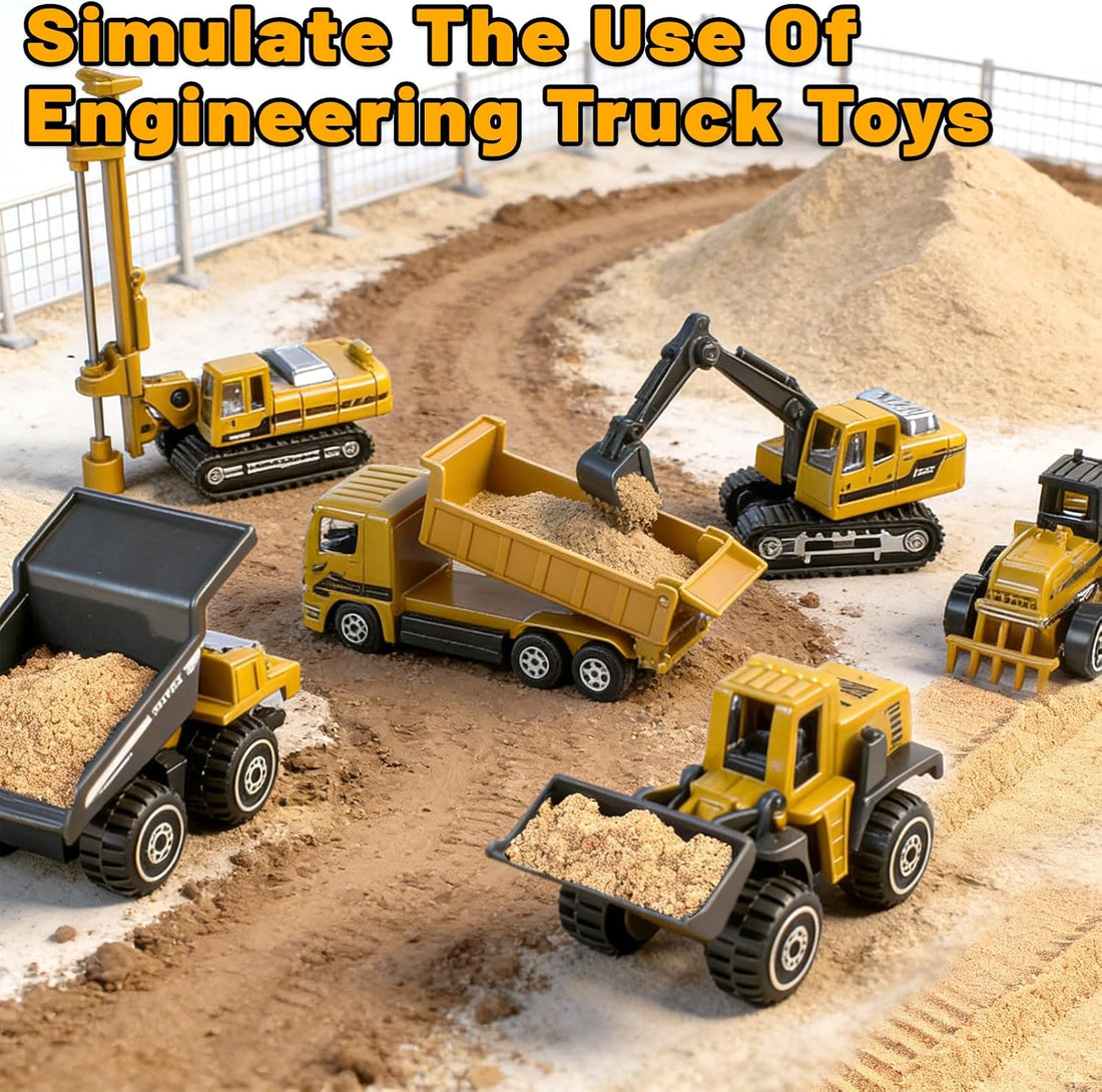 12 Pack Diecast Construction Toys, Mini Alloy Model Excavator Toy Construction Truck Toys for 3 4 5 6 7 8 Year Old Kids Toddlers, Toy Cars for Kids Birthday Cake Decorations Party Favors