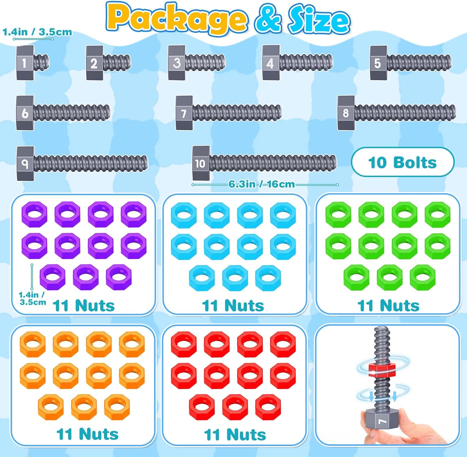 2-in-1 Montessori Counting &amp; Stacking Toys for Toddlers Ages 1-5 Autism Sensory Toys for Kids Preschool Educational Spinning Learning Games Birthday Xmas Gifts for Boys Girls 1-5 Year Old