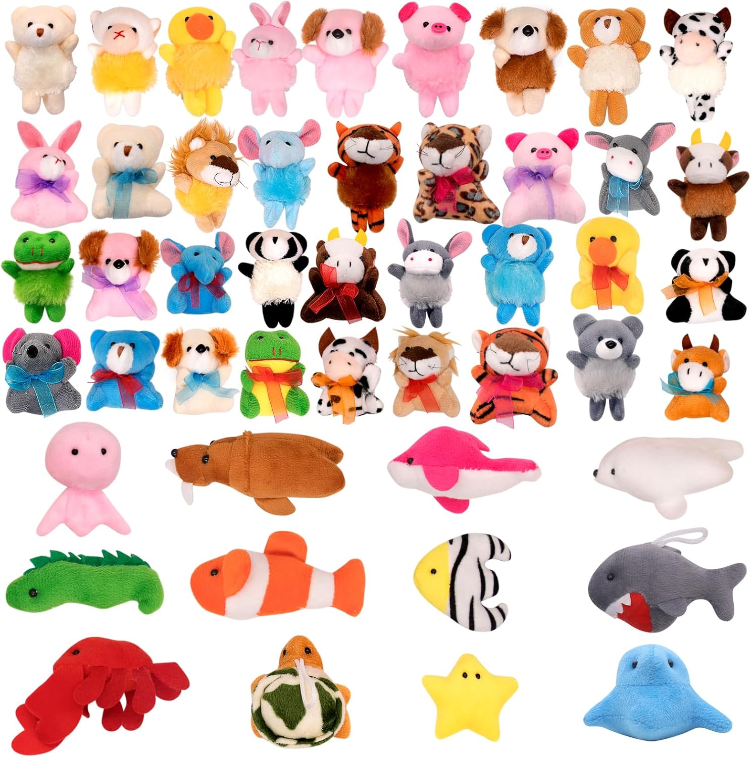 48 Pack Small Sea Stuffed Animals Bulk Gifts for Kids (2.3/2"-2.5/3.5" Each), Birthday Party Favors Toys for Classroom Prizes, Goodie Bag Pinata Fillers, Carnival Treasure Box Toys (48PCS)