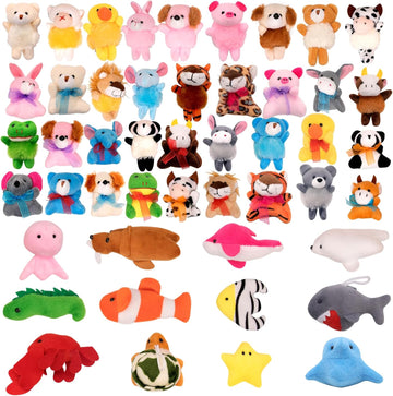 48 Pack Small Sea Stuffed Animals Bulk Gifts for Kids (2.3/2"-2.5/3.5" Each), Birthday Party Favors Toys for Classroom Prizes, Goodie Bag Pinata Fillers, Carnival Treasure Box Toys (48PCS)