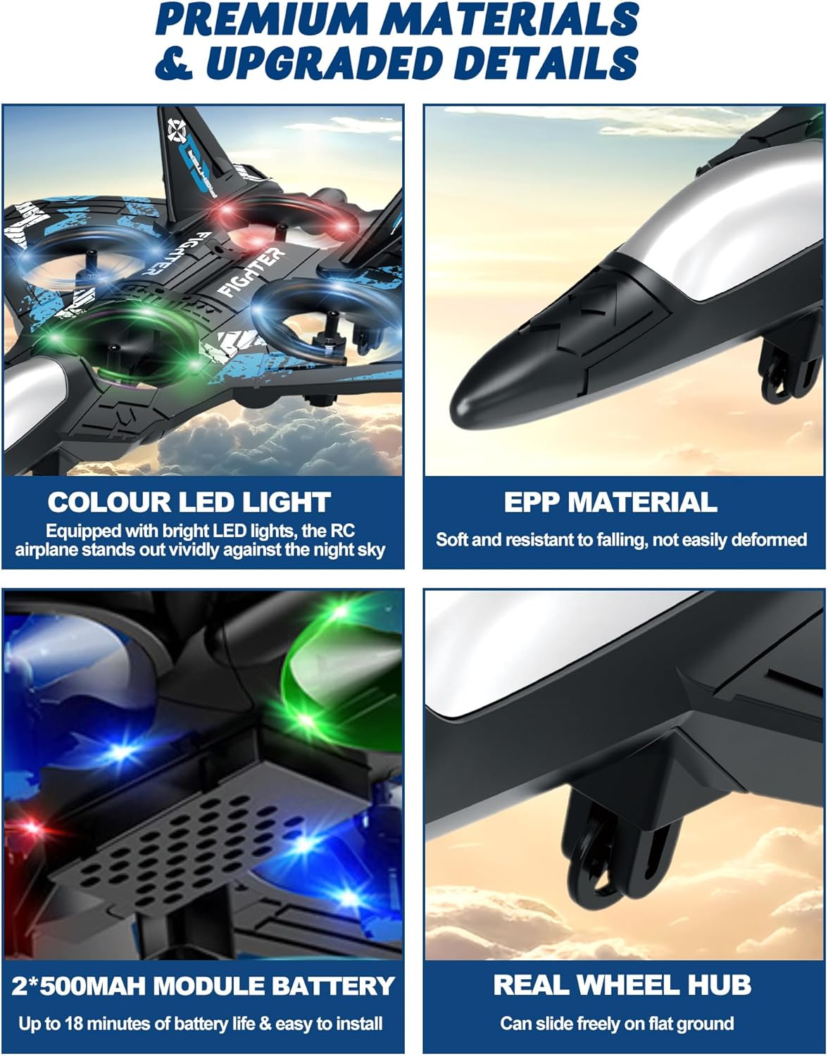 Drones for Kids Form RC Plane, Remote Control Airplane, Aircrafts Toys for Boys and Girls, Jet Helicopter Drones with LED Lights 360° Flip, Gifts for 6 8 10 Year Old Boys 2 Rechargeable Batteries