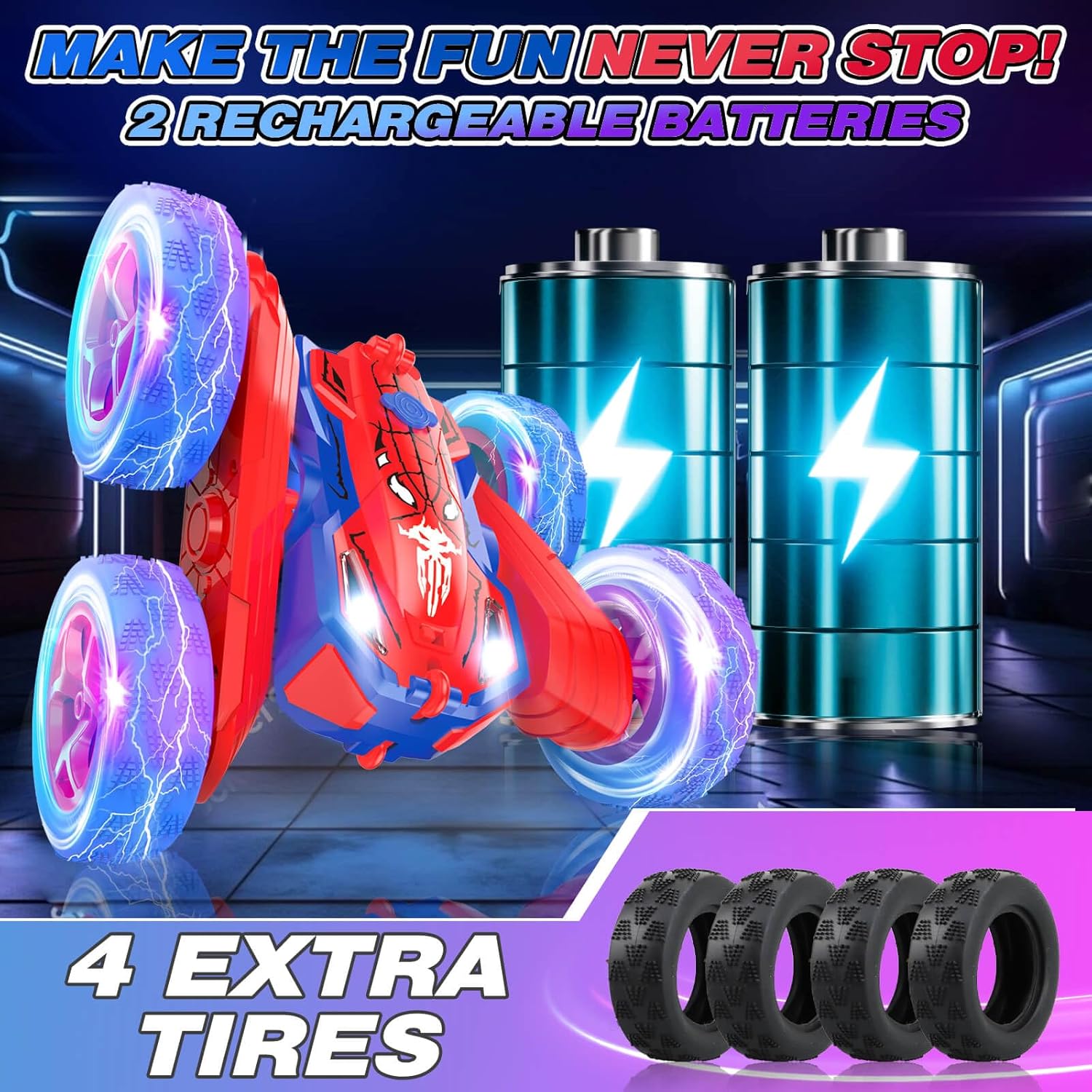 Remote Control Car for 3 4 5 6 7 8 10 12 Year Old Boys, Spider Toys for Ages 8-13 3-5 Boys, Birthday Gifts for Boy Kids