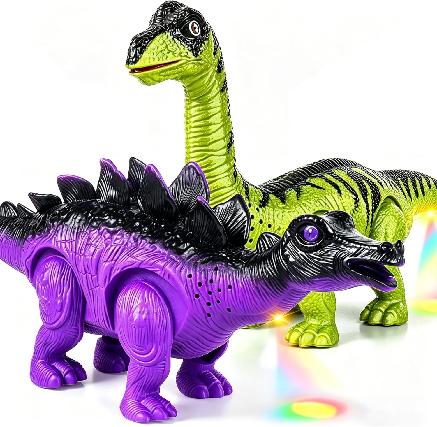 2 Pack Dinosaur Toys for Kids 3-5 6 7 Years Old, Electric Walking Robot Dinosaur with LED Lights &amp; Sounds &amp; Roaring, Dragon Toys Birthday Gift for Boys Girls Toddlers
