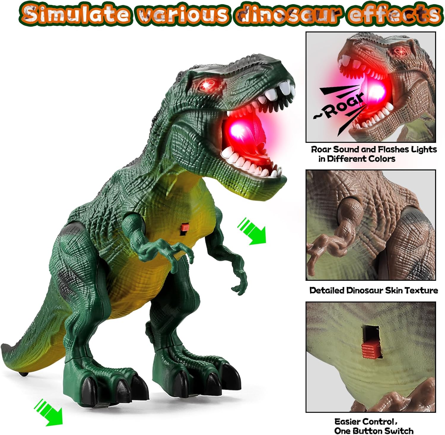 Dinosaur Toys, 2 Pack Electric Walking Dinosaur Toys for Kids 3-5 5-7 with LED Lights &amp; Sounds &amp; Roaring, Robot Dinosaur Figures for Boys Girls Party Favors &amp; Birthday Gifts