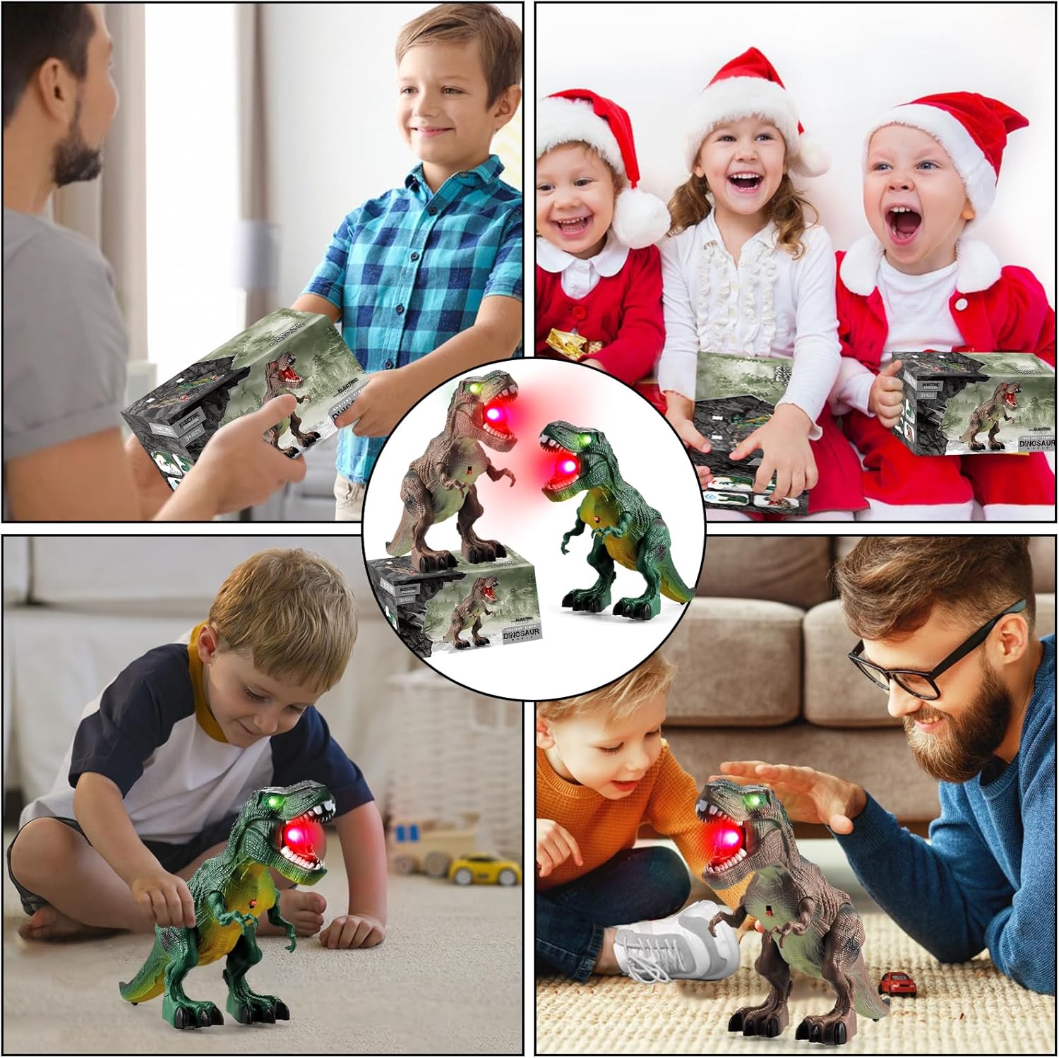 Dinosaur Toys, 2 Pack Electric Walking Dinosaur Toys for Kids 3-5 5-7 with LED Lights &amp; Sounds &amp; Roaring, Robot Dinosaur Figures for Boys Girls Party Favors &amp; Birthday Gifts