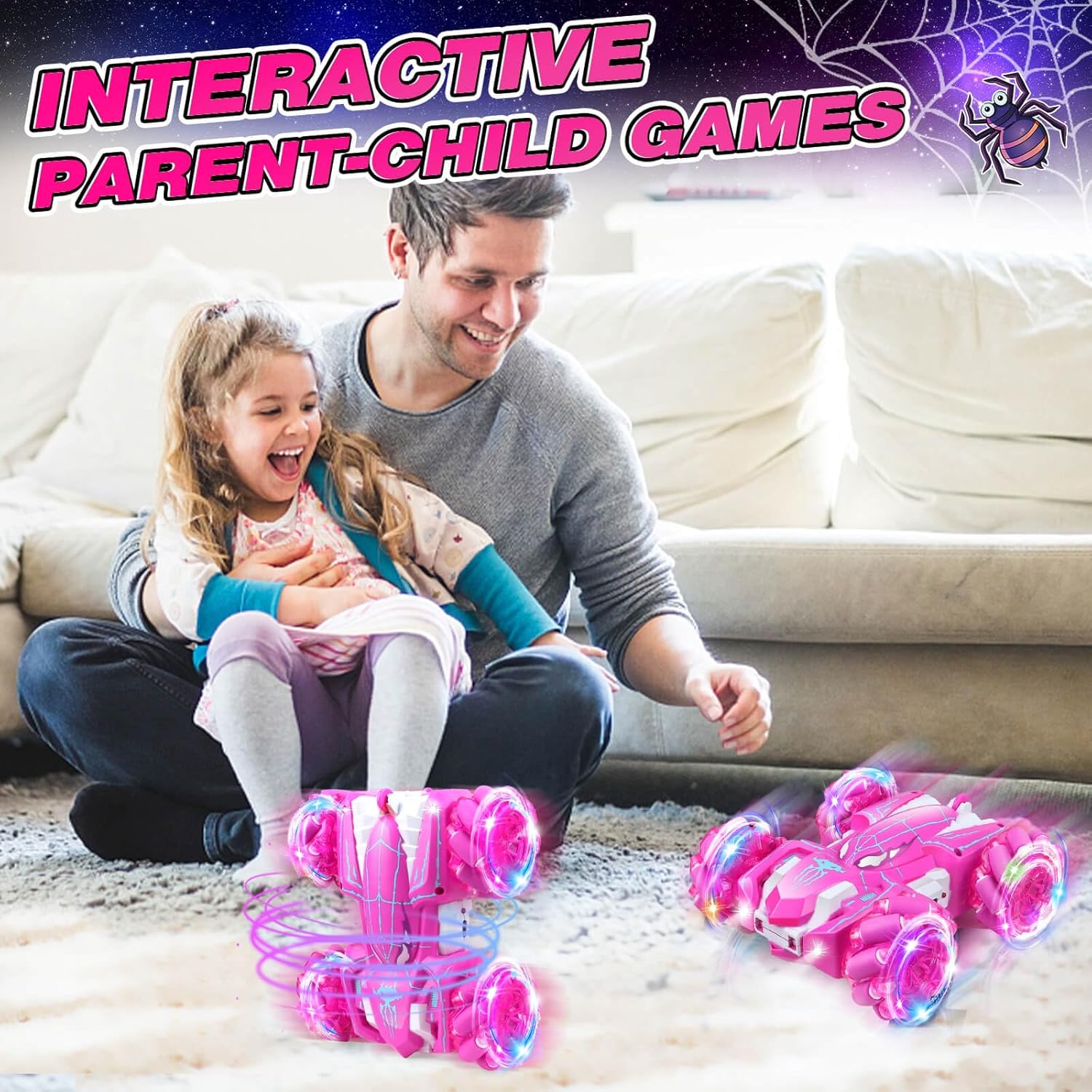 Spider Remote Control Car, RC Cars Kids Toys Girls 3-5, Toys for Ages 8-13, Gifts for 3 4 5 6 7 8 10 12 Year Old Girls Kids Toddlers Birthday