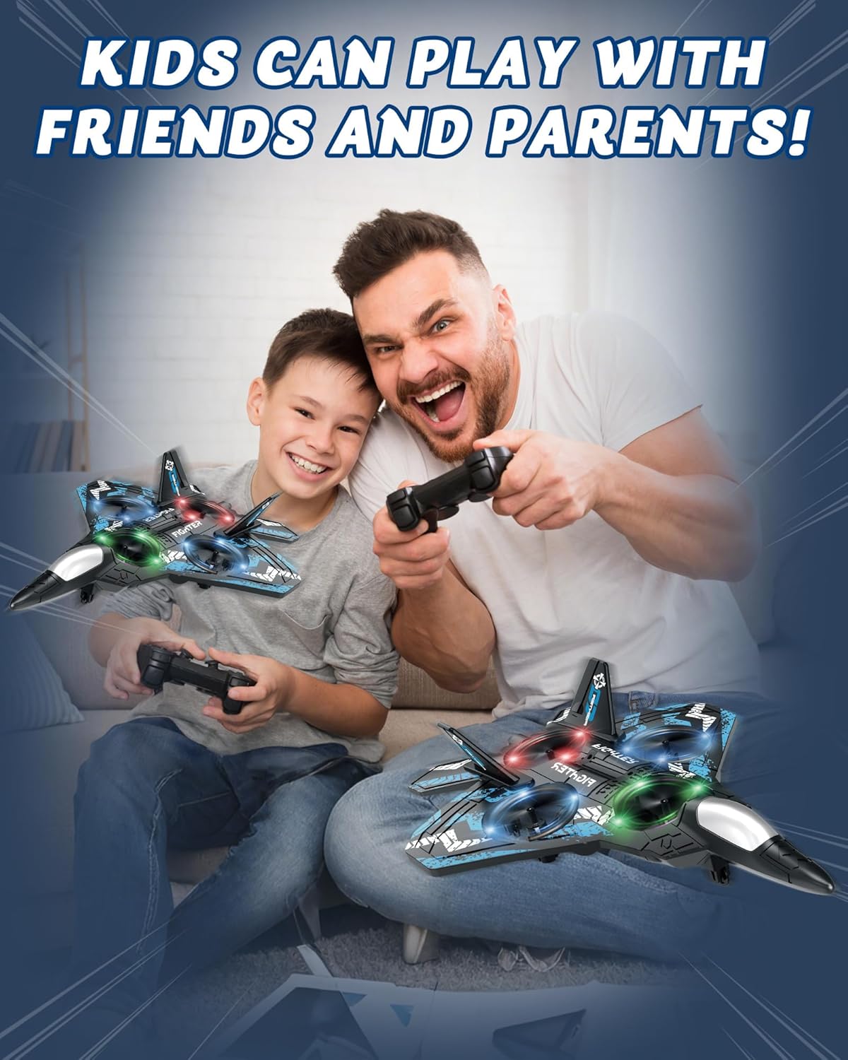 Drones for Kids Form RC Plane, Remote Control Airplane, Aircrafts Toys for Boys and Girls, Jet Helicopter Drones with LED Lights 360° Flip, Gifts for 6 8 10 Year Old Boys 2 Rechargeable Batteries